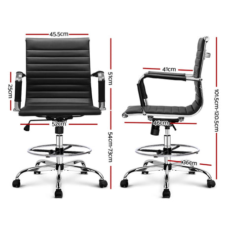 Artiss Office Chair Veer Drafting Stool Mesh Chairs Armrest Standing Desk Black