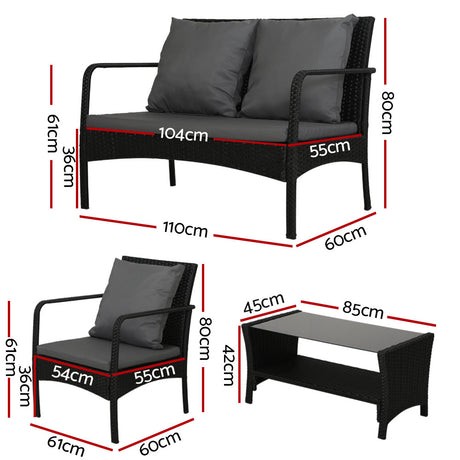 Gardeon Outdoor Furniture Lounge Table Chairs Garden Patio Wicker Sofa Set