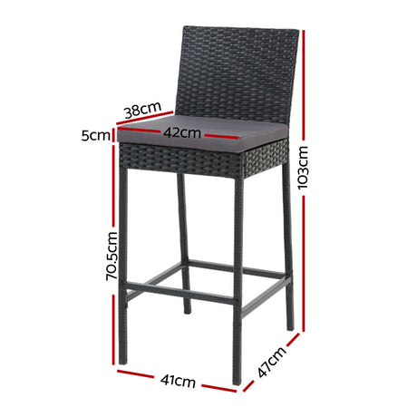 Gardeon Outdoor Bar Stools Dining Chairs Rattan Furniture X4