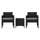 Gardeon Patio Furniture Outdoor Bistro Set Dining Chairs Setting 3 Piece Wicker