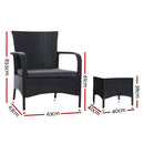 Outdoor Furniture Patio Set Wicker Rattan Outdoor Conversation Set Chairs Table 3PCS