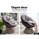 Gardeon Outdoor Papasan Chairs Table Lounge Setting Patio Furniture Wicker Brown