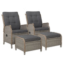 Gardeon Recliner Chairs Sun lounge Outdoor Patio Furniture Wicker Sofa Lounger 2pcs