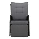 Gardeon Recliner Chairs Sun lounge Outdoor Furniture Setting Patio Wicker Sofa Black 2pcs