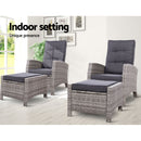2PC Sun lounge Recliner Chair Wicker Lounger Sofa Day Bed Outdoor Chairs Patio Furniture Garden Cushion Ottoman Gardeon
