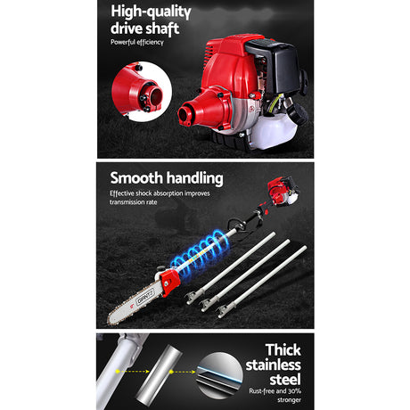 Giantz 4-STROKE Pole Chainsaw Hedge Trimmer Brush Cutter Whipper Multi Tool Saw