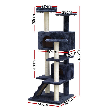 i.Pet 134cm Cat Scratching Post - Dark Grey