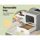 i.Pet Cat Litter Box Large Tray Kitty Toilet Enclosed Hooded Foldable Scoop Grey