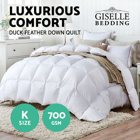 Giselle Bedding Duck Down Feather Quilt 700GSM King Size