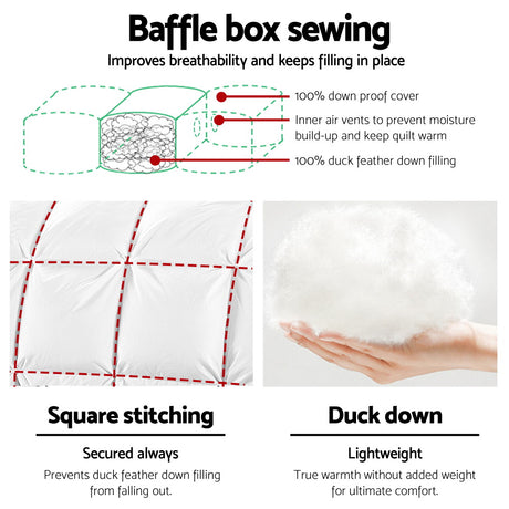 Giselle Bedding Duck Down Feather Quilt 500GSM King Size
