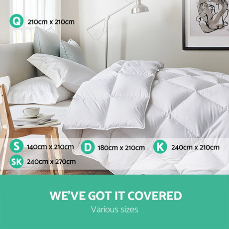 Giselle Bedding Duck Down Feather Quilt 500GSM Queen Size