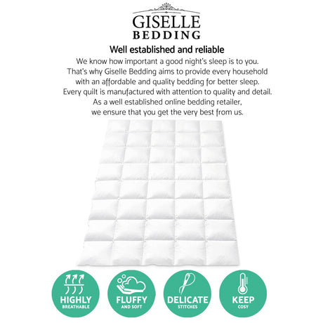 Giselle Bedding Duck Down Feather Quilt 500GSM Queen Size