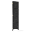 Artiss 3 Panel Room Divider Privacy Screen Rattan Woven Wood Stand Black