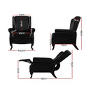 Recliner Chair Luxury Lounge Armchair Single Sofa Couch Leather Black