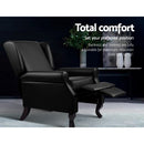 Recliner Chair Luxury Lounge Armchair Single Sofa Couch Leather Black