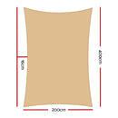 Instahut Sun Shade Sail Cloth Shadecloth Rectangle Canopy Sand 280gsm 2x4m