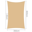 Instahut 3 x 6m Waterproof Rectangle Shade Sail Cloth - Sand Beige