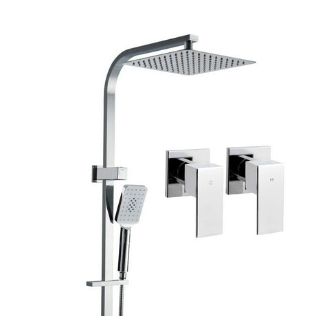 WELS 10 Rain Shower Head Set Bathroom Square Dual Heads Taps Hand Held High Pressure DIY