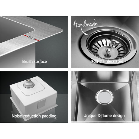Cefito 51cm x 45cm Stainless Steel Kitchen Sink Under/Top/Flush Mount Silver