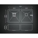 Cefito 77cm x 45cm Stainless Steel Kitchen Sink Under/Top/Flush Mount Silver