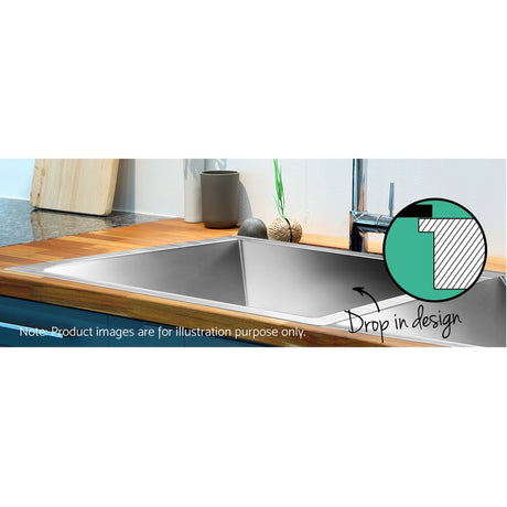 Cefito 77cm x 45cm Stainless Steel Kitchen Sink Under/Top/Flush Mount Silver