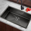 Cefito 70cm x 45cm Stainless Steel Kitchen Sink Under/Top/Flush Mount Black