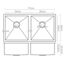 Cefito 77cm x 45cm Stainless Steel Kitchen Sink Under/Top/Flush Mount Black
