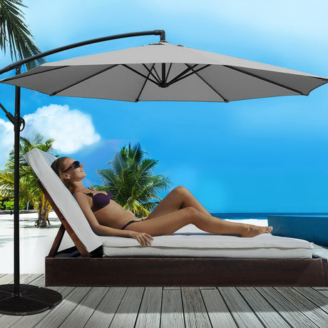 Instahut Outdoor Umbrella 3M Cantilever Beach Garden Grey