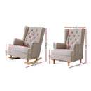 Artiss Rocking Armchair Feedining Chair Fabric Armchairs Lounge Recliner Beige