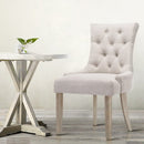 Artiss 2x Dining Chair Beige CAYES French Provincial Chairs Wooden Fabric Retro Cafe