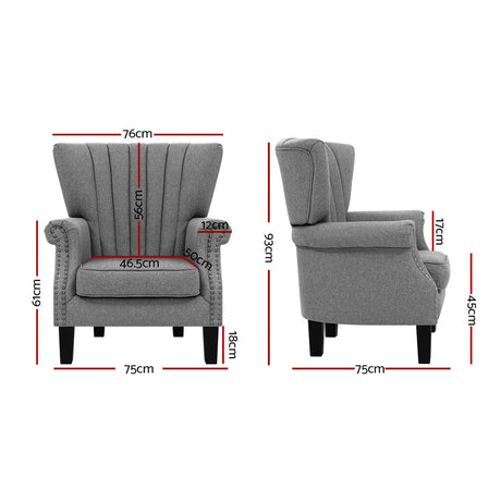 Artiss Adjustable Lounger with Arms - Charcoal