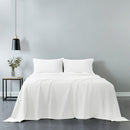 Royal Comfort Vintage Washed 100% Cotton Sheet Set Fitted Flat Sheet Pillowcases - King - White