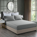 Royal Comfort 2000TC 3 Piece Fitted Sheet and Pillowcase Set Bamboo Cooling - Mid Grey