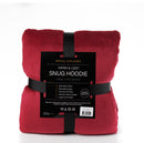 Royal Comfort Snug Hoodie Nightwear Super Soft Reversible Coral Fleece 750GSM - Red