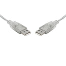 8WARE USB 2.0 Cable 2m A to A Male to Male Transparent