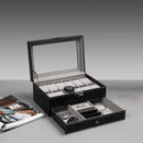 12 Slot PU Leather Lockable Watch and Jewelry Storage Boxes (Black)