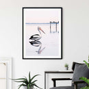 70cmx100cm Pelican Black Frame Canvas Wall Art
