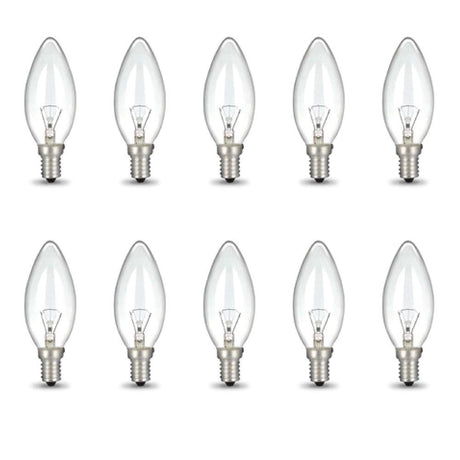 Bulk 10x E14 40W 220V Light Bulbs - C35 Candle Globe For Himalayan Salt Lamp