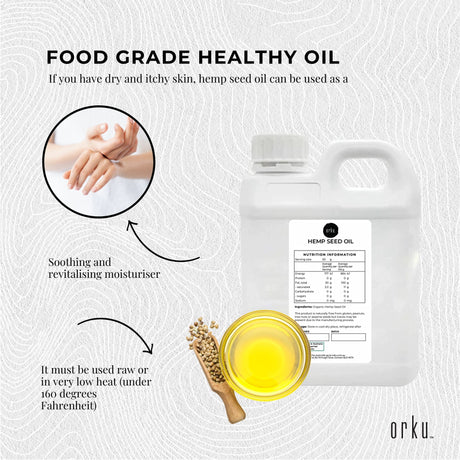 5L Organic Hemp Seed Oil - Cold Pressed Food Grade Healthy Oils Foods