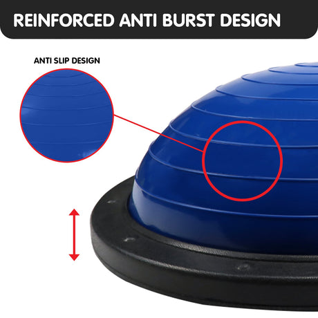 Powertrain Fitness Yoga Ball Home Gym Workout Balance Trainer Blue