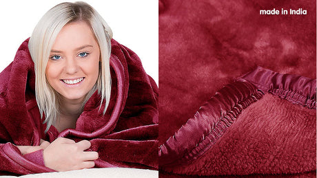 Laura Hill Mink Blanket Double Sided Queen Size Soft Plush Bed Faux Throw Rug 220 X 240cm