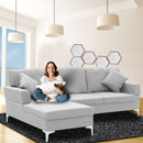 Sarantino Linen Corner Sofa Couch Lounge L-shape W/right Chaise Seat Light Grey