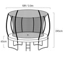 Kahuna 10ft Outdoor Trampoline Kids Children With Safety Enclosure Pad Mat Ladder Basketball Hoop Set - Rainbow