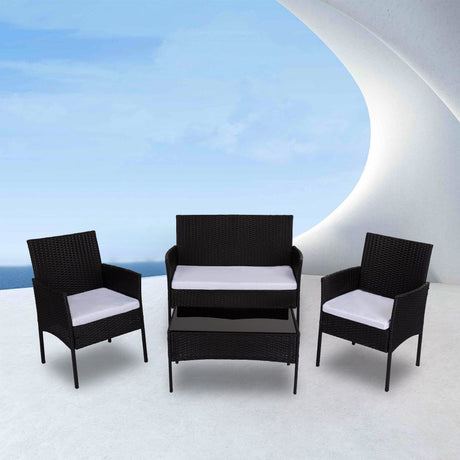 Ville 4-Seater PE Wicker Outdoor Lounge Sofa Set