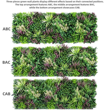 YES4HOMES 3 Artificial Plant Wall Grass Panels Vertical Garden Foliage Tile Fence 50X50 CM