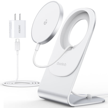 CHOETECH MIX00117SL Magasafe Fast Wireless Charger Stand Holder With PD20w Apadater For iPhone 13/iPhone 12 (H047+T517)