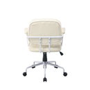 Louise White Frame Faux Leather Home Office Chair in Beige