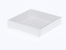 10 Pack of 10cm Square Invitation Coaster Favor Function product Presentation Cookie Biscuit Patisserie Gift Box - 2cm deep - White Card with Clear Slide On PVC Lid