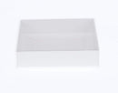 10 Pack of 15cm Square Invitation Coaster Favor Function product Presentation Cookie Biscuit Patisserie Gift Box - 4cm deep - White Card with Clear Slide On PVC Lid