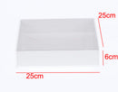 10 Pack of White Card Box - Clear Slide On Lid - 25 x 25 x 6cm - Large Beauty Product Gift Giving Hamper Tray Merch Fashion Cake Sweets Xmas